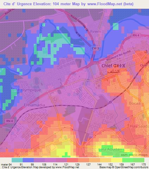 Cite d' Urgence,Algeria Elevation Map