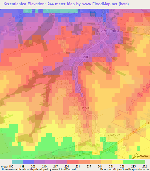 Krzemienica,Poland Elevation Map