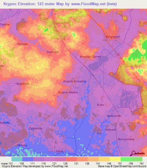 Krypno,Poland Elevation Map