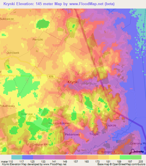Krynki,Poland Elevation Map