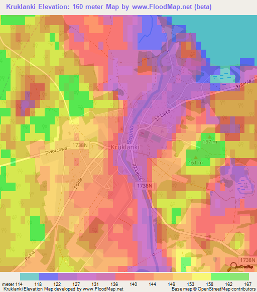 Kruklanki,Poland Elevation Map