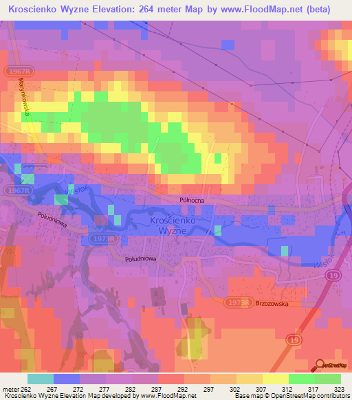 Kroscienko Wyzne,Poland Elevation Map