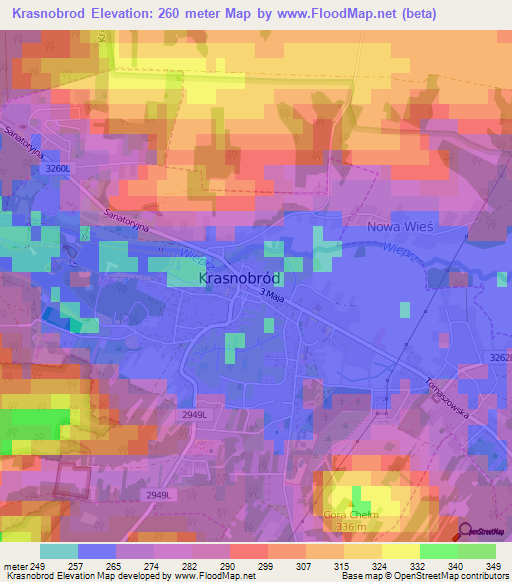 Krasnobrod,Poland Elevation Map