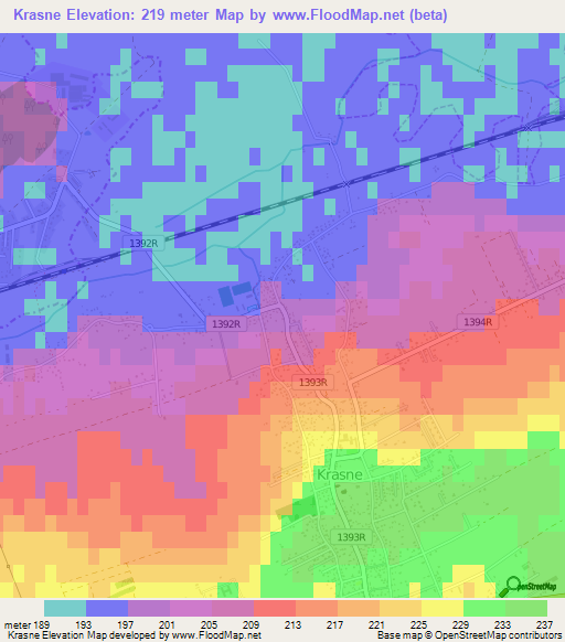 Krasne,Poland Elevation Map