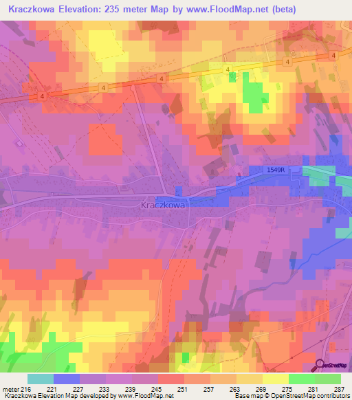 Kraczkowa,Poland Elevation Map