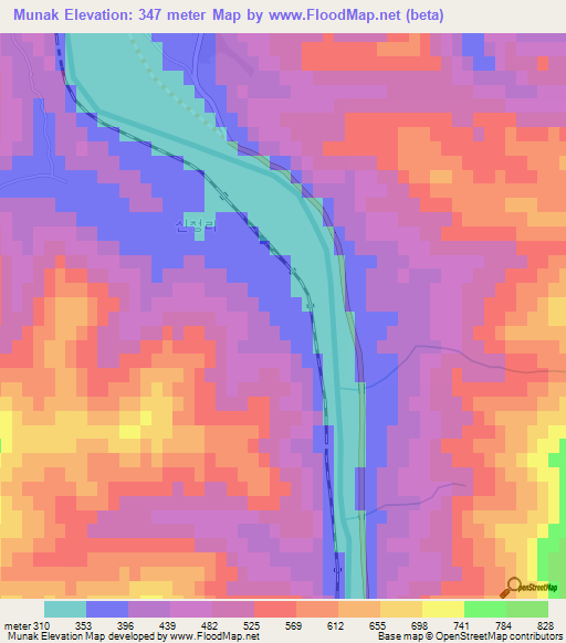 Munak,North Korea Elevation Map