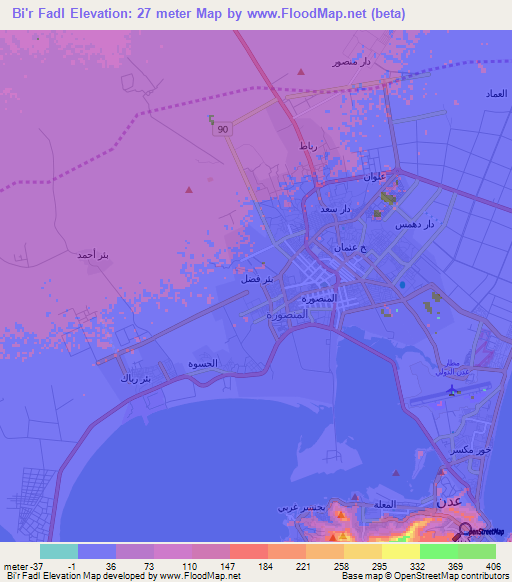 Bi'r Fadl,Yemen Elevation Map