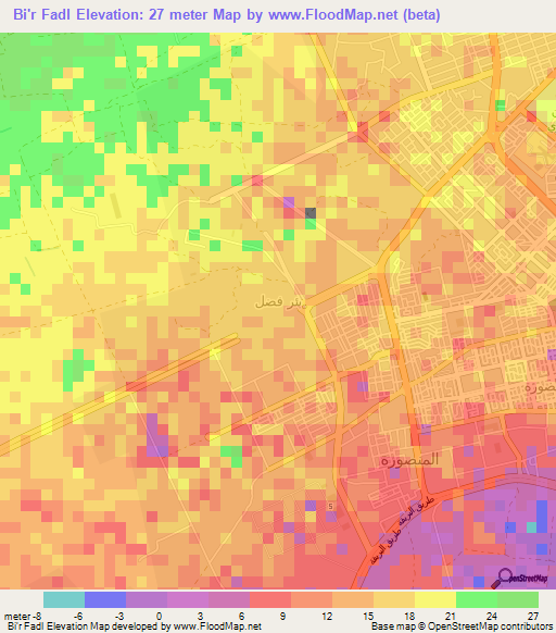 Bi'r Fadl,Yemen Elevation Map