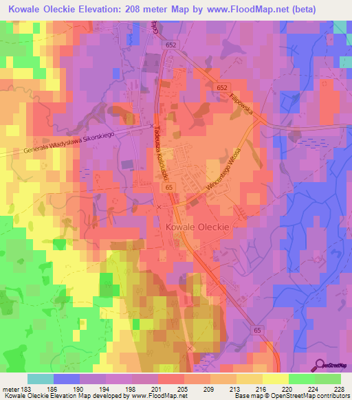 Kowale Oleckie,Poland Elevation Map