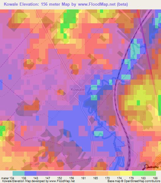 Kowale,Poland Elevation Map