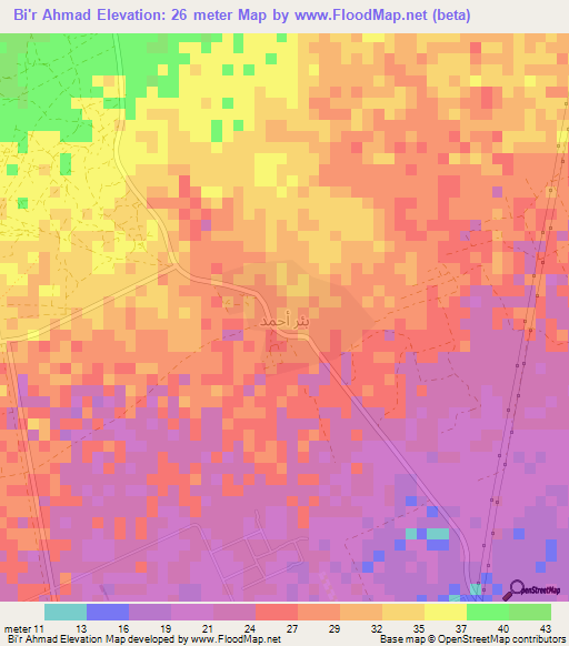 Bi'r Ahmad,Yemen Elevation Map