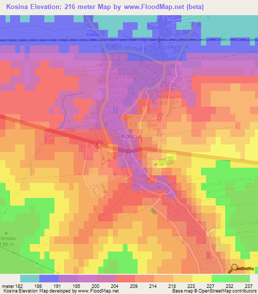 Kosina,Poland Elevation Map