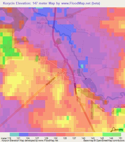 Korycin,Poland Elevation Map