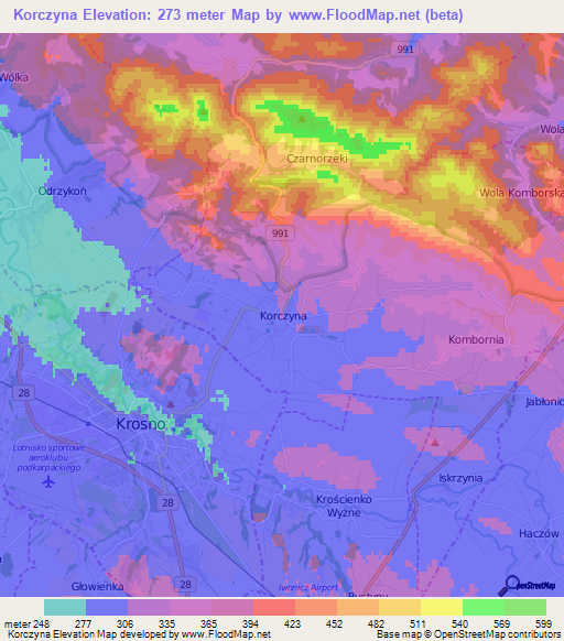 Korczyna,Poland Elevation Map