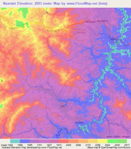 Nzaratsi,Rwanda Elevation Map
