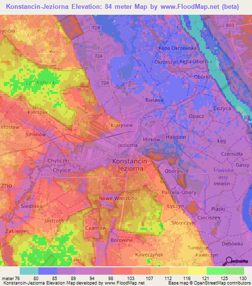 Konstancin-Jeziorna,Poland Elevation Map