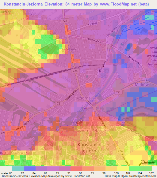 Konstancin-Jeziorna,Poland Elevation Map