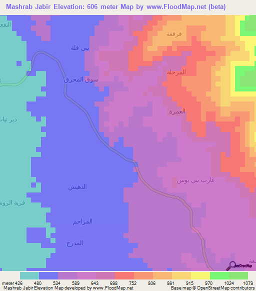 Mashrab Jabir,Yemen Elevation Map