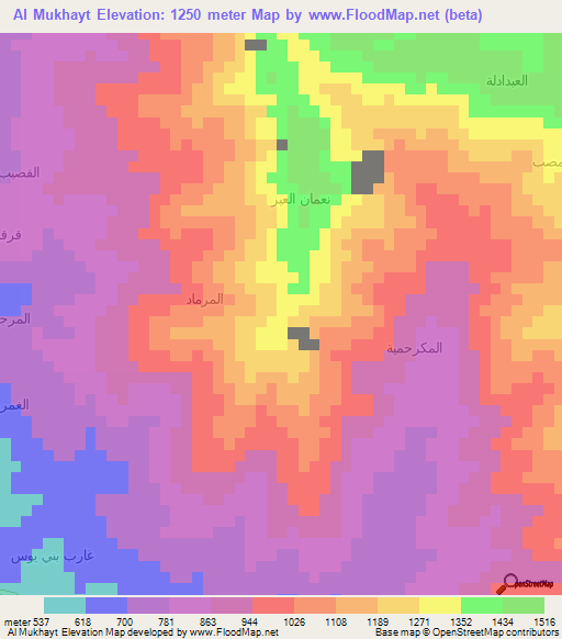 Al Mukhayt,Yemen Elevation Map