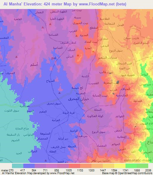 Al Manha',Yemen Elevation Map
