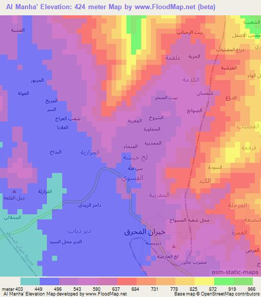 Al Manha',Yemen Elevation Map