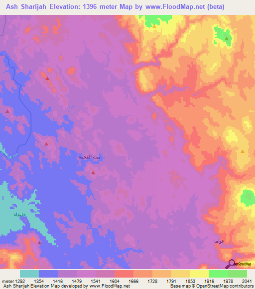 Ash Sharijah,Yemen Elevation Map