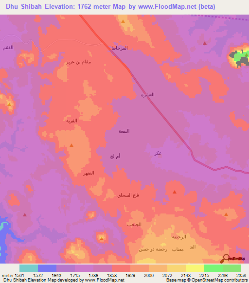 Dhu Shibah,Yemen Elevation Map