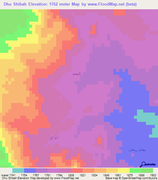 Dhu Shibah,Yemen Elevation Map