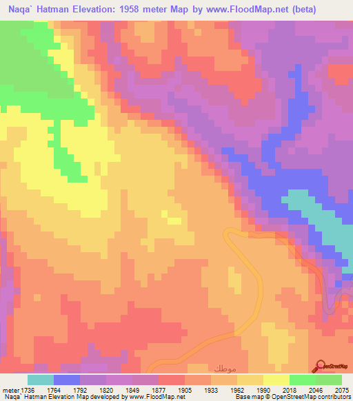 Naqa` Hatman,Yemen Elevation Map