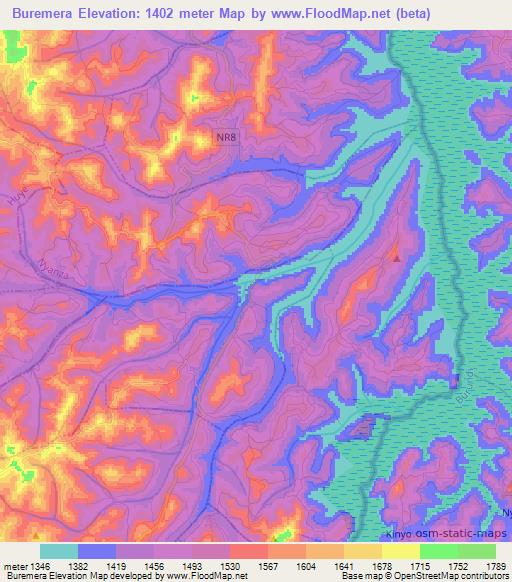 Buremera,Rwanda Elevation Map
