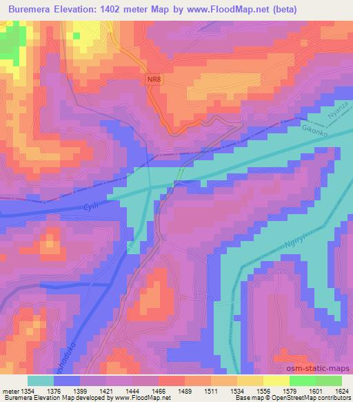 Buremera,Rwanda Elevation Map