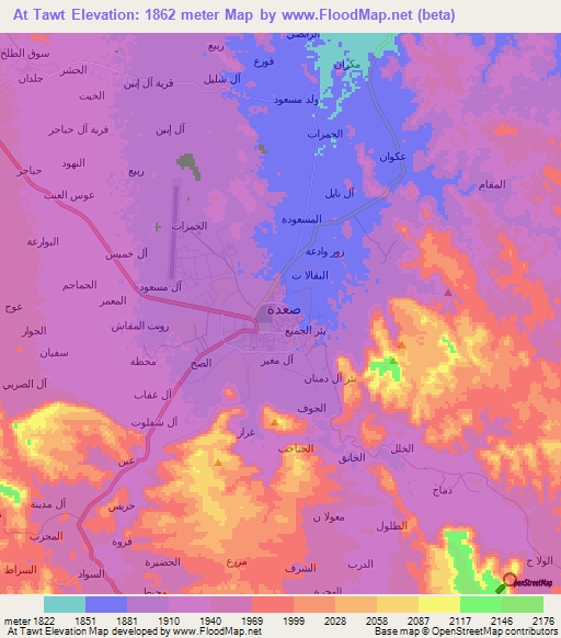 At Tawt,Yemen Elevation Map