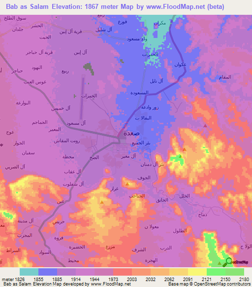 Bab as Salam,Yemen Elevation Map