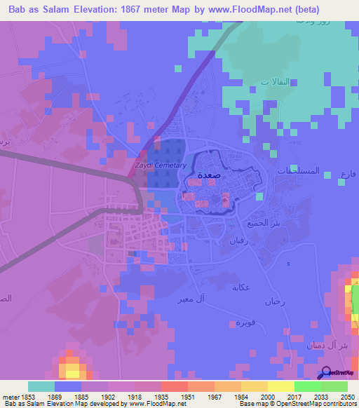 Bab as Salam,Yemen Elevation Map