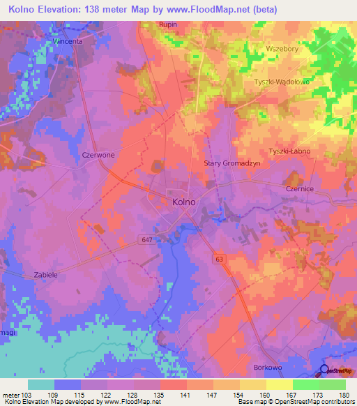 Kolno,Poland Elevation Map