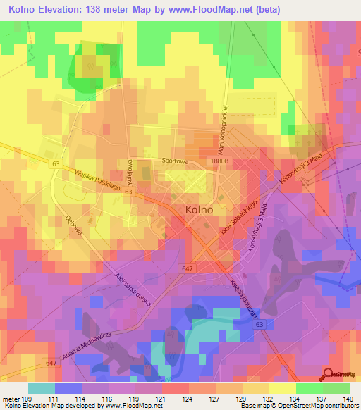 Kolno,Poland Elevation Map