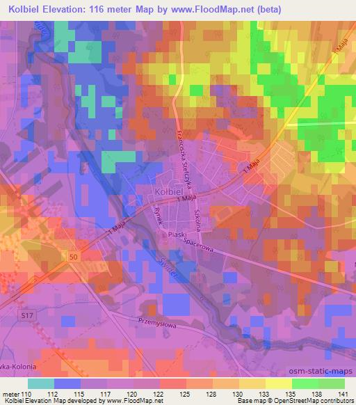 Kolbiel,Poland Elevation Map