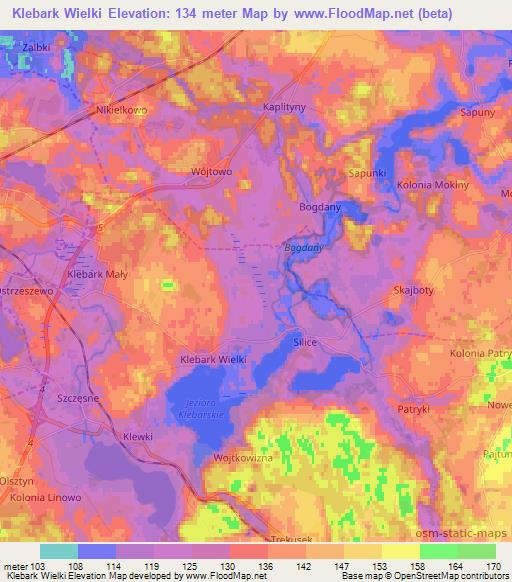 Klebark Wielki,Poland Elevation Map