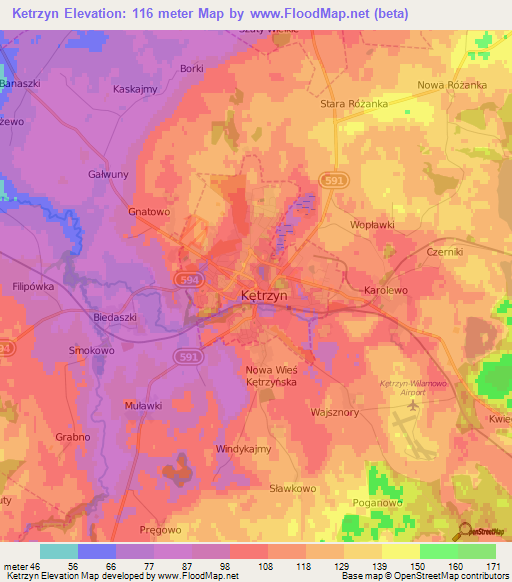 Ketrzyn,Poland Elevation Map