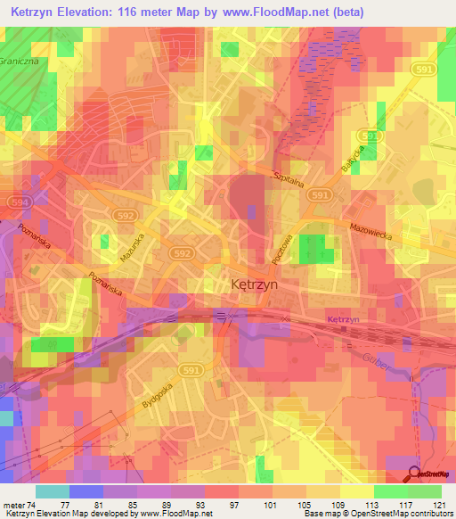 Ketrzyn,Poland Elevation Map