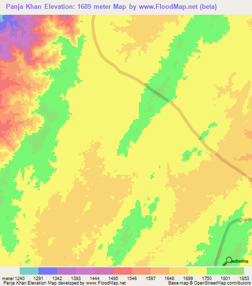 Panja Khan,Afghanistan Elevation Map