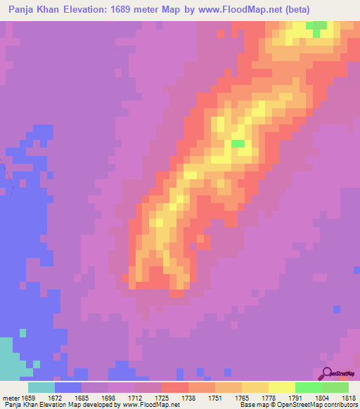 Panja Khan,Afghanistan Elevation Map