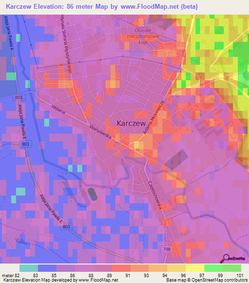 Karczew,Poland Elevation Map