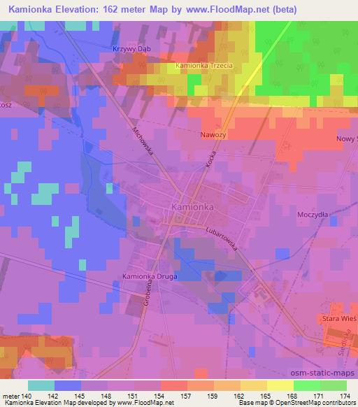 Kamionka,Poland Elevation Map