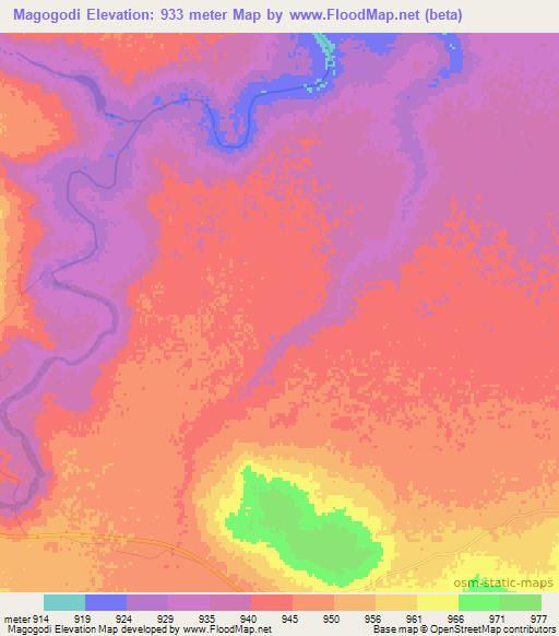 Magogodi,Botswana Elevation Map