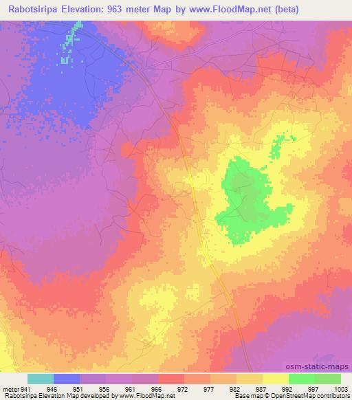 Rabotsiripa,Botswana Elevation Map