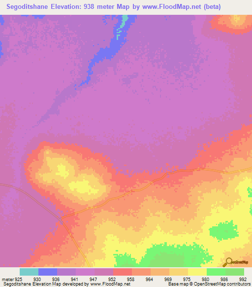 Segoditshane,Botswana Elevation Map