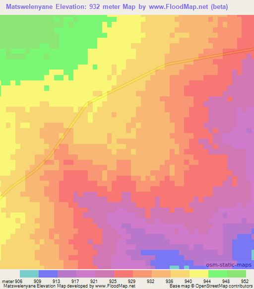 Matswelenyane,Botswana Elevation Map