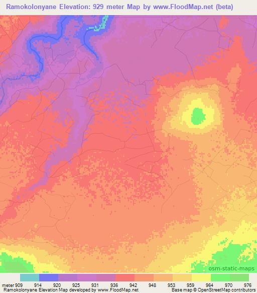 Ramokolonyane,Botswana Elevation Map
