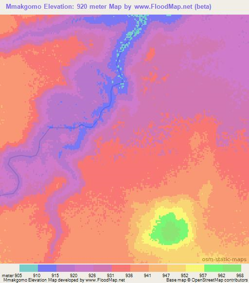 Mmakgomo,Botswana Elevation Map